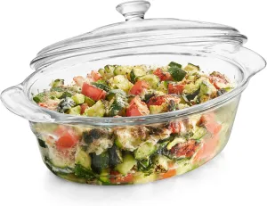 Libbey Baker's Premium Glass Casserole Dish with Cover, 2-quart