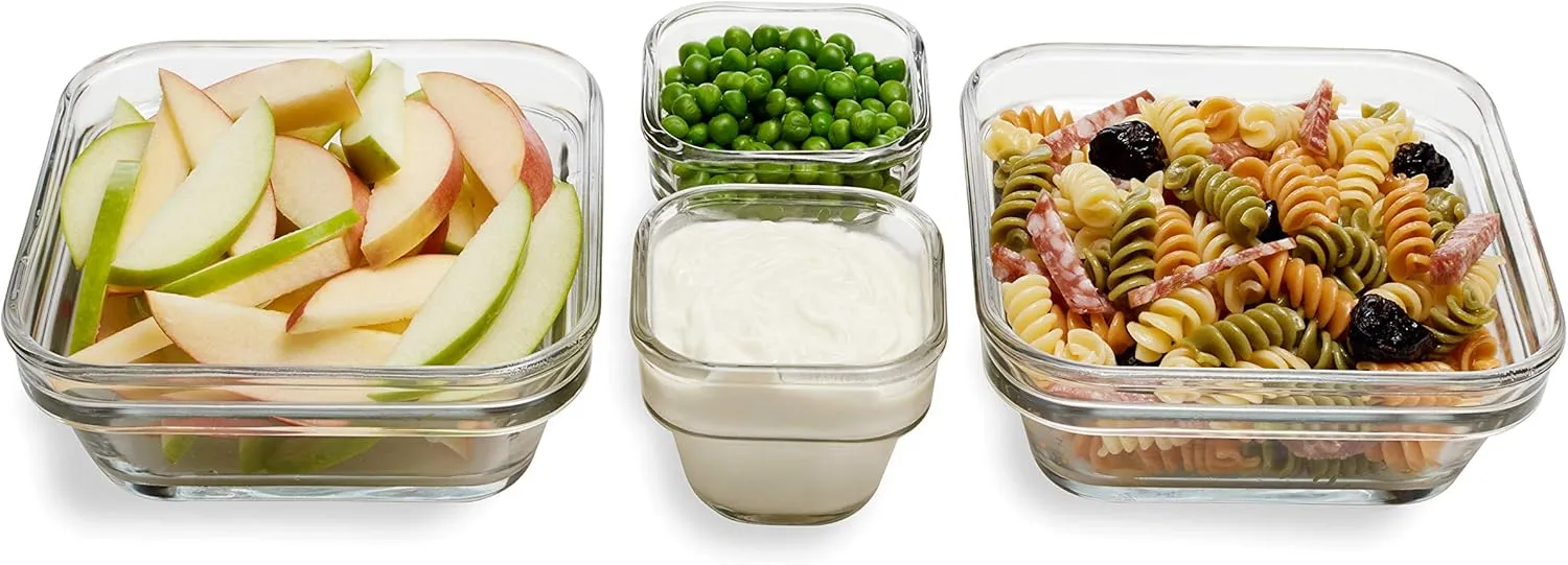 Libbey Stack It Small Glass Storage Containers with Lids, Set of 4
