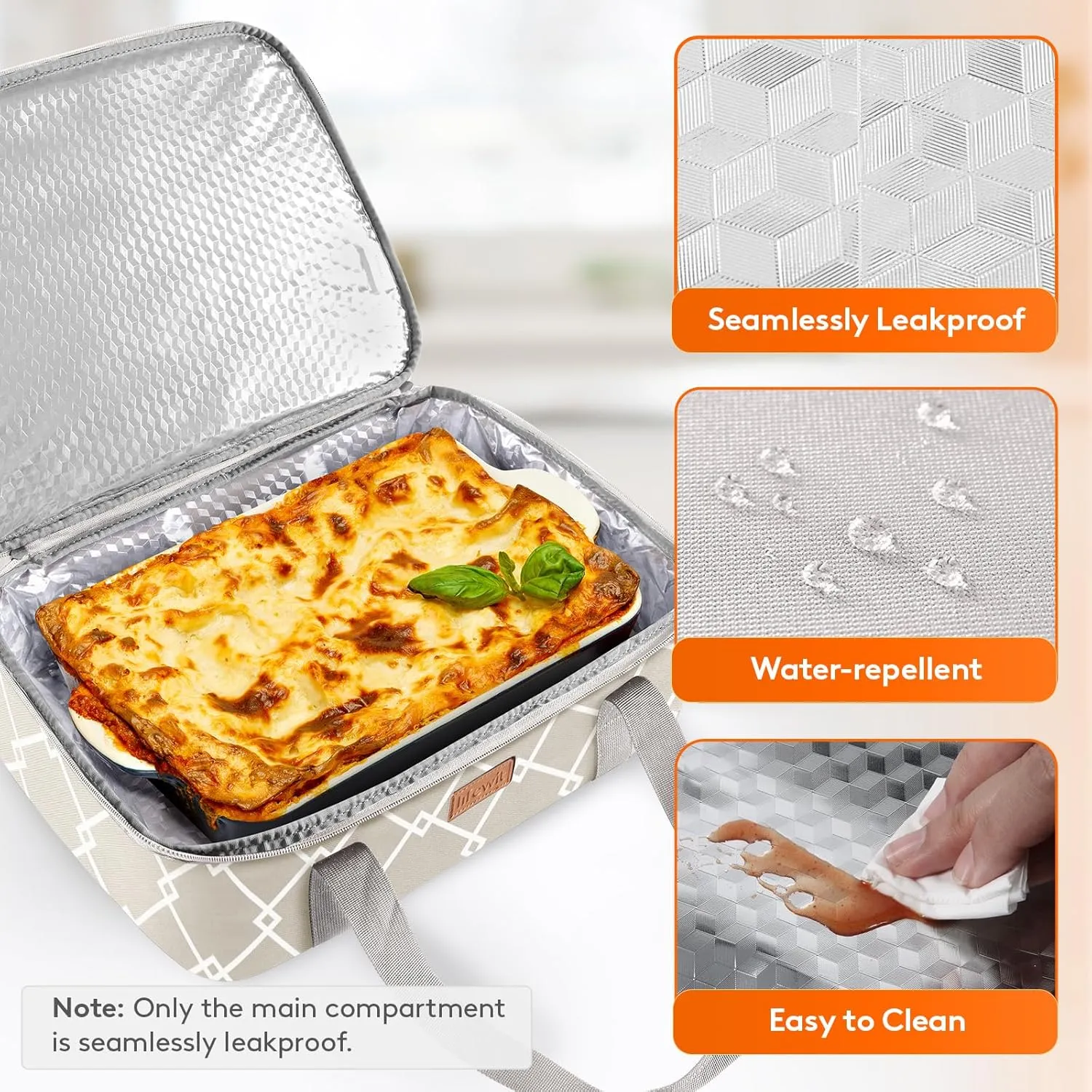 Lifewit Insulated Casserole Carrier for Hot or Cold Food, Casserole Dish Bag Carrying Case, Lasagna Lugger Holder for Potluck/Parties/Picnic/Cookouts, Fits 9"x13" Baking Dish, Grey