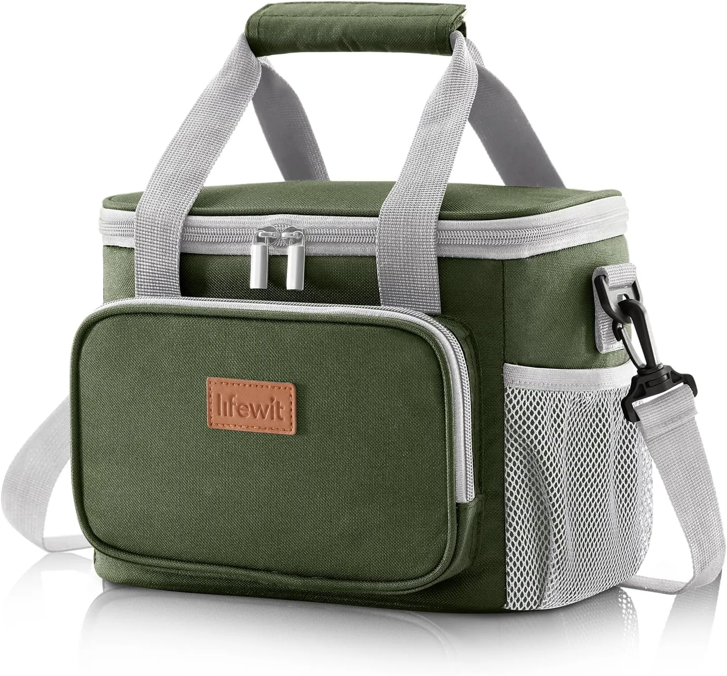Lifewit Large Lunch Bag Insulated Lunch Box Soft Cooler Cooling Tote for Adult Men Women, Gray and Green 12-Can (8.5L)