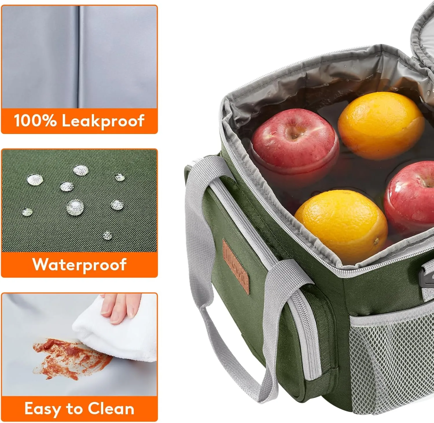 Lifewit Large Lunch Bag Insulated Lunch Box Soft Cooler Cooling Tote for Adult Men Women, Gray and Green 12-Can (8.5L)