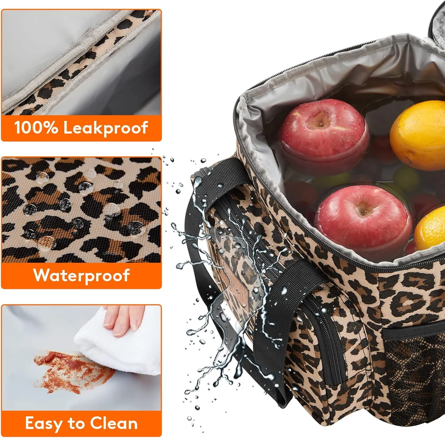 Lifewit Large Lunch Bag Insulated Lunch Box Soft Cooler Cooling Tote for Adult Men Women, Leopard 12-Can (8.5L)
