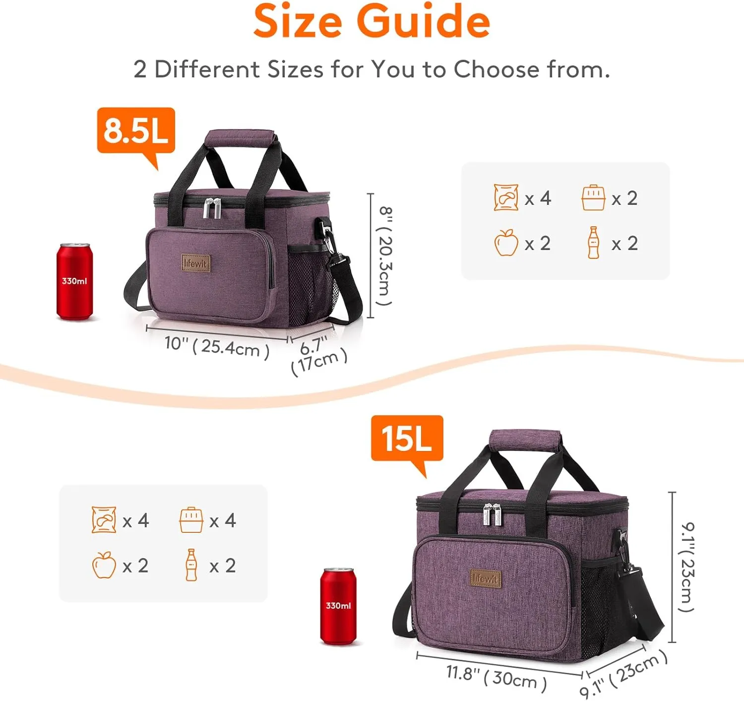 Lifewit Large Lunch Bag Insulated Lunch Box Soft Cooler Cooling Tote for Adult Men Women, Purple 12-Can (8.5L)