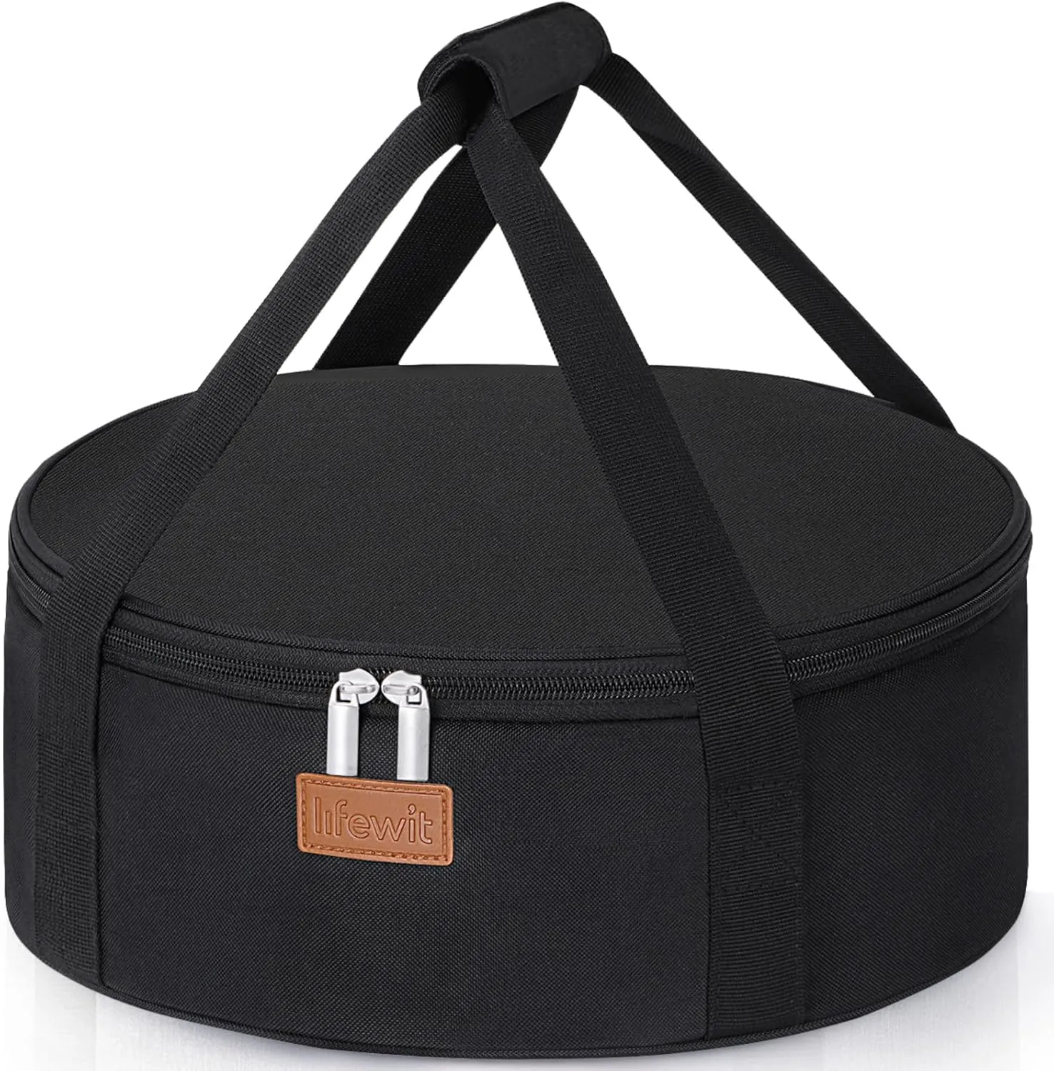 Lifewit Round Insulated Casserole Carrier for Hot and Cold Food, Pie Carrier Bag, Cake Carrier Casserole Dish Carrying Case for Potluck Parties Picnic, Fits 12.5" Baking Dish, Black