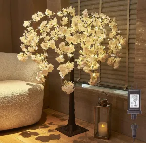 LITBLOOM Lighted Tree with Cherry Blossom 180 Fairy Lights 4FT, Pink Flower Faux Tree Lights for Indoor Outdoor Home, Wedding, Spring Easter Decoration