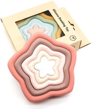 Little Keegs Baby Silicone Stacking Toy Montessori (Pink)
