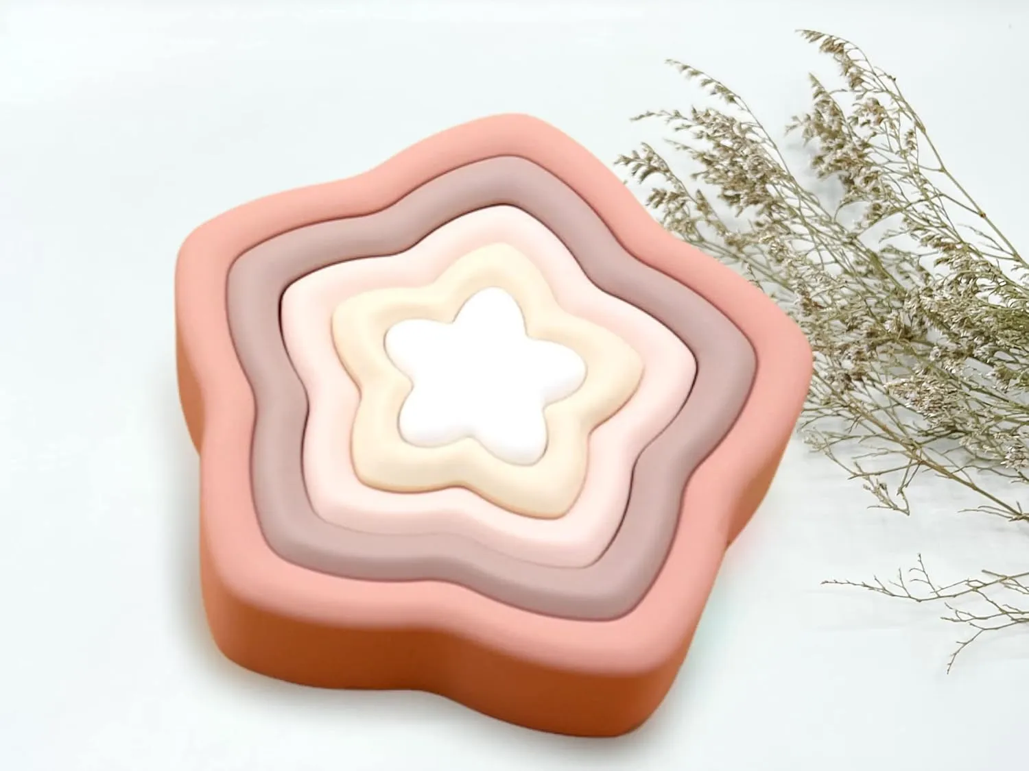 Little Keegs Baby Silicone Stacking Toy Montessori (Pink)