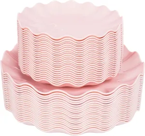LIYH 50 Pcs Pink Plastic Plates Reusable - Durable and Dishwasher Safe Baby Shower Plates Wavy Daisy Plastic Flower Plate for Party Wedding Birthday Picnics BPA Free (25Guests)