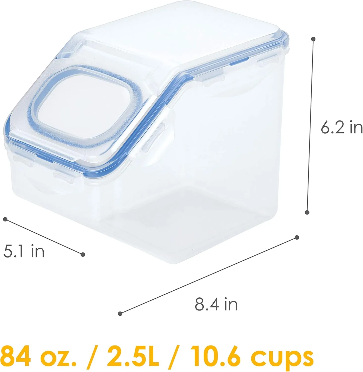 LOCK & LOCK Easy Essentials Food Lids (Flip-top) / Pantry Storage Containers, BPA Free, Top-10 Cup-for Snacks, Clear