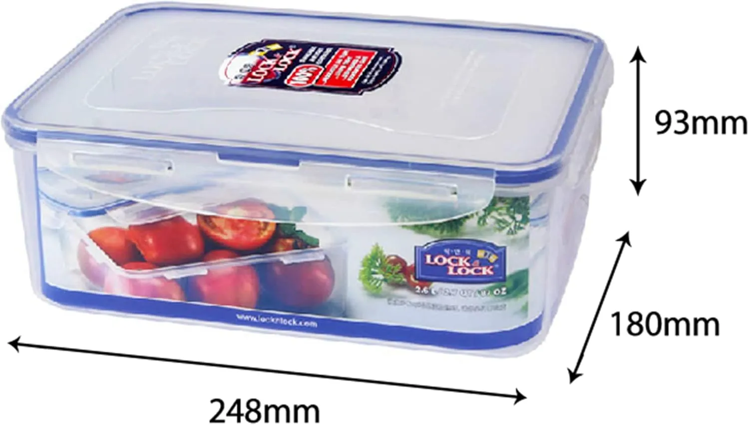 LOCK & LOCK Easy Essentials Food Storage lids/Airtight containers, BPA Free, Rectangle-88 oz-for Rice, Clear