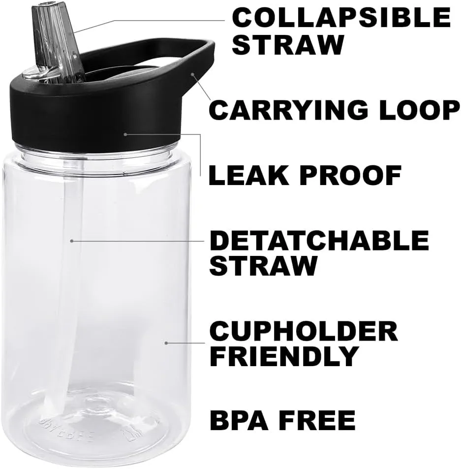 LOGOVISION Justice League Kids Tritan Plastic Water Bottle with Straw Lid and Handle, Reusable Tumbler for Toddlers, Unisex for Girls and Boys, 12oz, Justice League Symbols