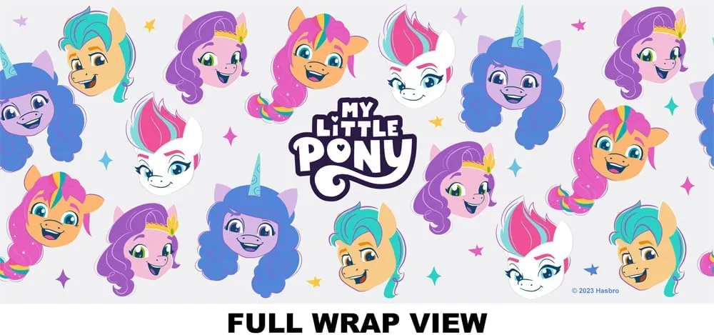 LOGOVISION My Little Pony: Make Your Mark Kids Tritan Plastic Water Bottle with Straw Lid and Handle, Reusable Tumbler for Toddlers, Unisex for Girls and Boys, 12oz, Aop Heads