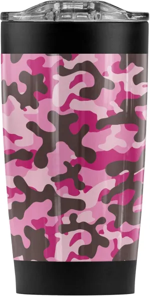 Logovision Pink Camo Pattern Stainless Steel Tumbler 20 oz Coffee Travel Mug/Cup, Vacuum Insulated & Double Wall with Leakproof Sliding Lid | Great for Hot Drinks and Cold Beverages
