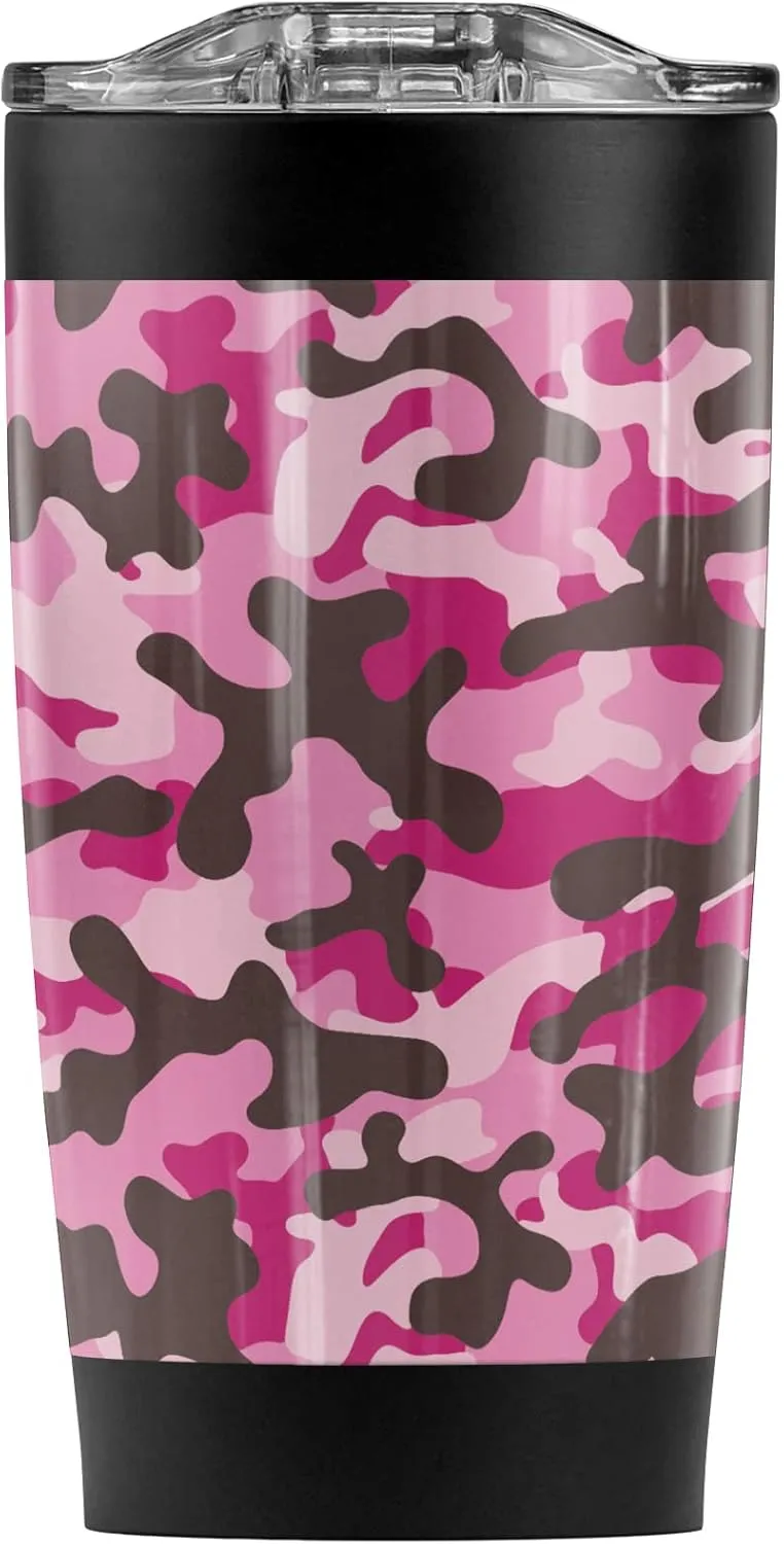 Logovision Pink Camo Pattern Stainless Steel Tumbler 20 oz Coffee Travel Mug/Cup, Vacuum Insulated & Double Wall with Leakproof Sliding Lid | Great for Hot Drinks and Cold Beverages