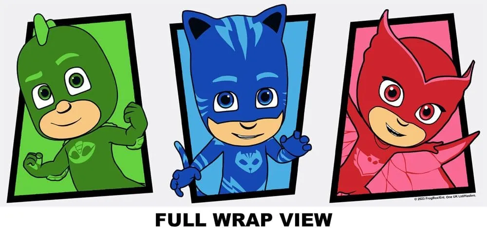 LOGOVISION PJ Masks Kids Tritan Plastic Water Bottle with Straw Lid and Handle, Reusable Tumbler for Toddlers, Unisex for Girls and Boys, 12oz, PJ Panels