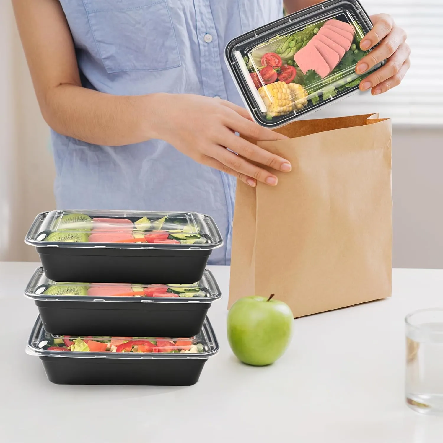 LOKATSE HOME Meal Prep Containers 24 pack 1 Compartment with Lids, Food Storage Bento Stackable Reusable Lunch Boxes, BPA-Free Microwave/Dishwasher/Freezer Safe(38 oz)