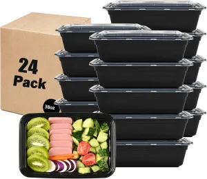LOKATSE HOME Meal Prep Containers 24 pack 1 Compartment with Lids, Food Storage Bento Stackable Reusable Lunch Boxes, BPA-Free Microwave/Dishwasher/Freezer Safe(38 oz)