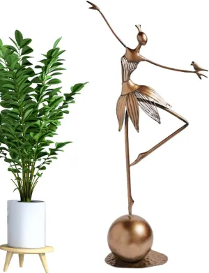 LONGLUAN Dancing Garden Girls, Dancing Garden Girls Outdoor Statues, Dancing Garden Girls Outdoor, 2023 Garden Farmhouse Pathway Lawn Metal Decoration (B)