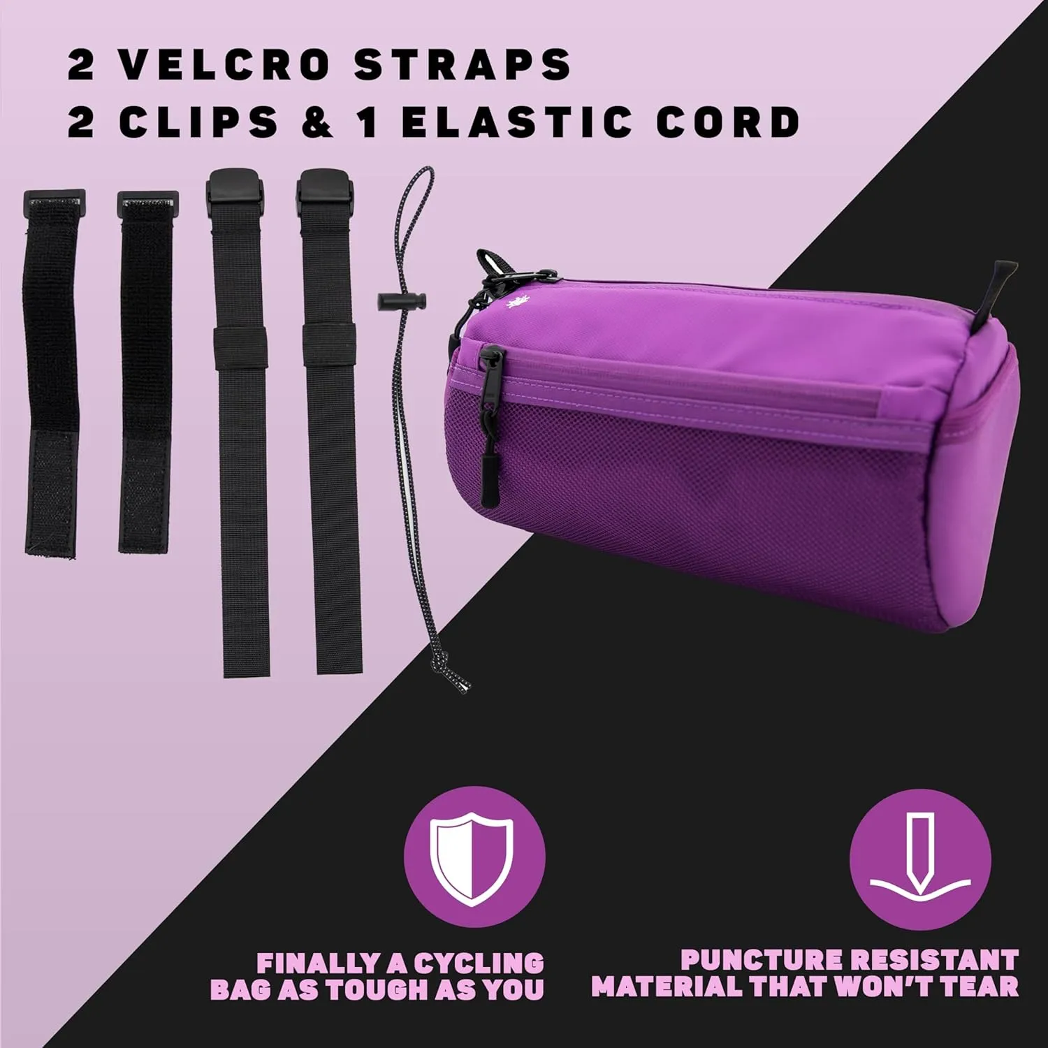 Lumiere & Co. Bike Handlebar Bag, Bike Bag, Bicycle Handlebar Bag, Bike Front Bag, Mountain Bike Storage, Bicycle Accessories, Handlebar Bags, small bike bag, Road Bike Bag (Purple, Large)