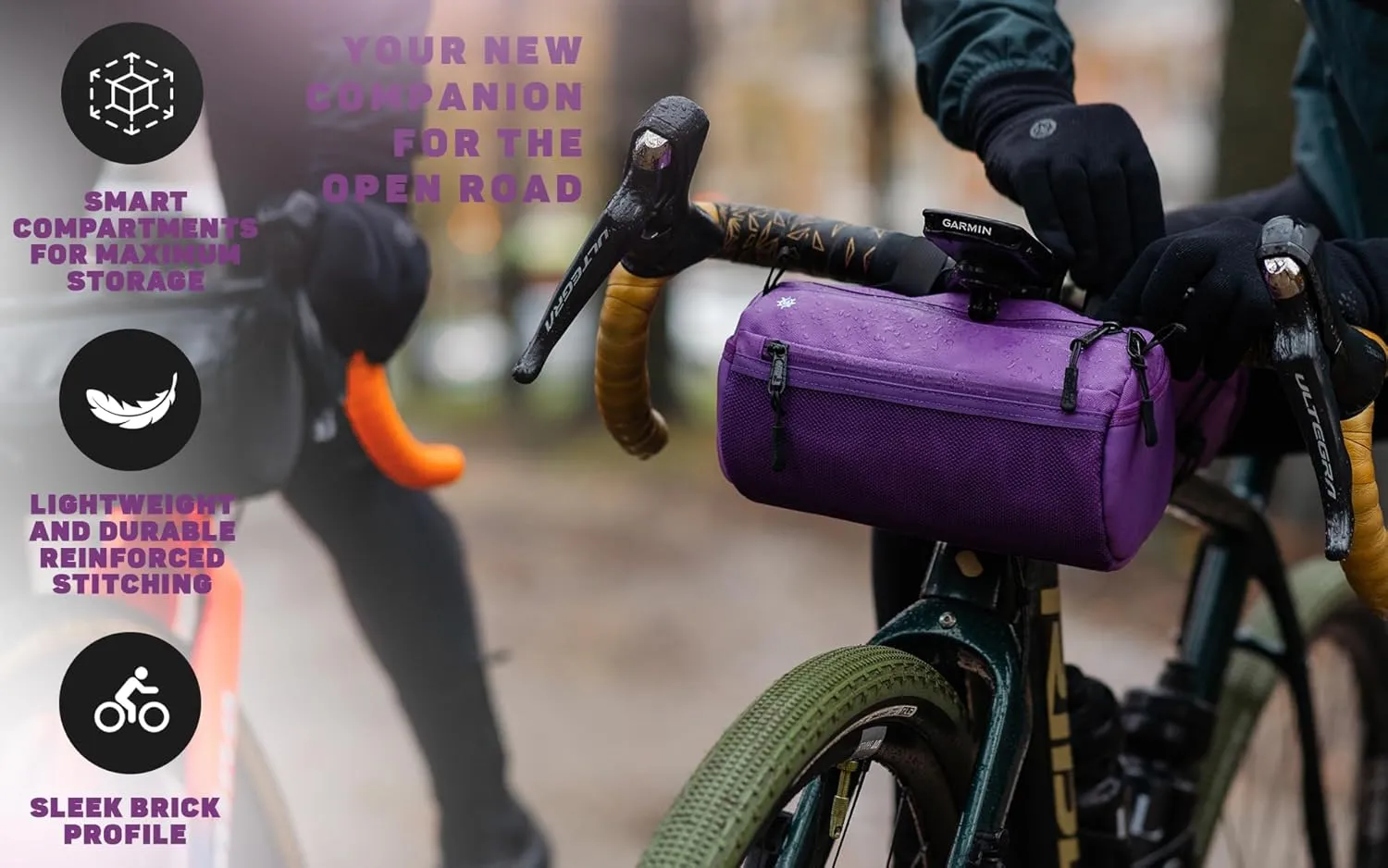 Lumiere & Co. Bike Handlebar Bag, Bike Bag, Bicycle Handlebar Bag, Bike Front Bag, Mountain Bike Storage, Bicycle Accessories, Handlebar Bags, small bike bag, Road Bike Bag (Purple, Large)
