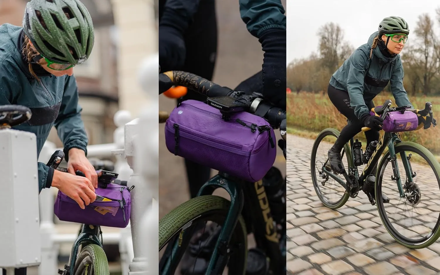 Lumiere & Co. Bike Handlebar Bag, Bike Bag, Bicycle Handlebar Bag, Bike Front Bag, Mountain Bike Storage, Bicycle Accessories, Handlebar Bags, small bike bag, Road Bike Bag (Purple, Large)