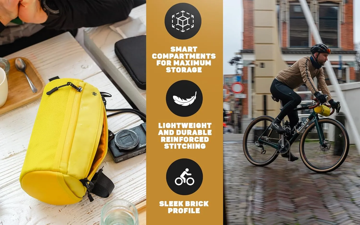 Lumiere & Co. Bike Handlebar Bag, Bike Bag, Bicycle Handlebar Bag, Bike Front Bag, Mountain Bike Storage, Bicycle Accessories, Handlebar Bags, small bike bag, Road Bike Bag (Yellow, Large)