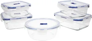 Luminarc Pure Box Active Set of 5 Glass Airtight Containers, Extra Durable, BPA Free, Microwave Valve