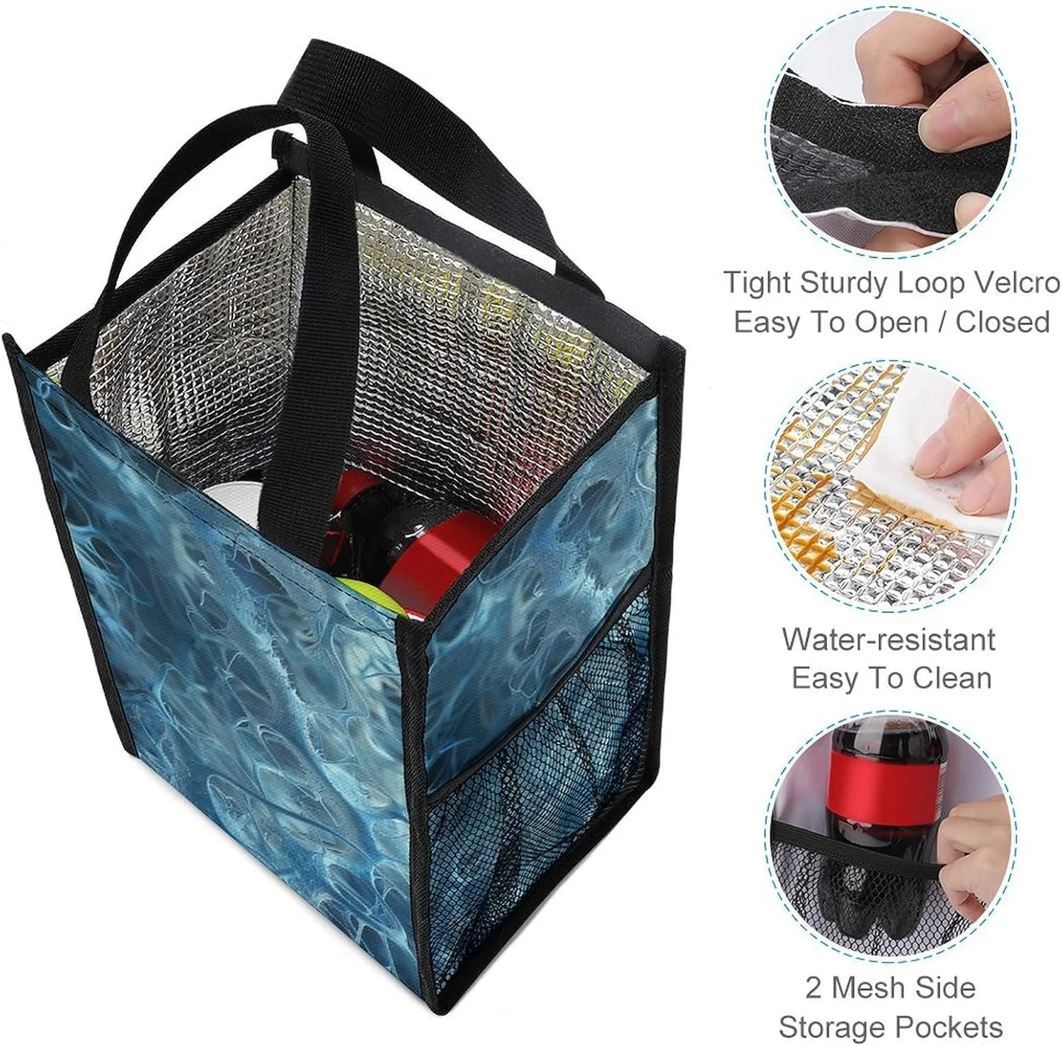 Lunch Bag for Women Men Lunch Box Reusable Blue Neuron Picture Lunch Tote Bag Insulated Cooler Bag