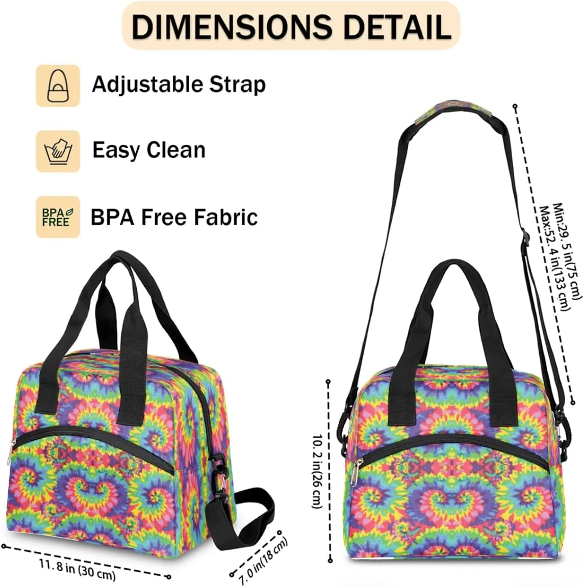 Lunch Bag for Women Men Rule Graphics Reusable Durable Insulated Lunch Box for Work Office Picnic Beach Hiking Lunch Tote Bag with Adjustable Shoulder Strap