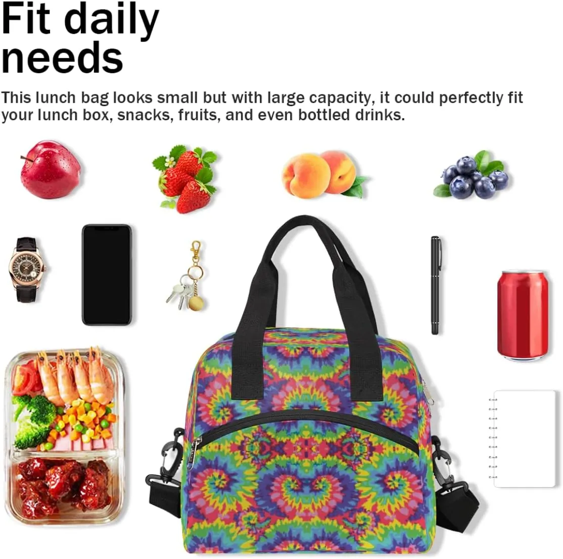 Lunch Bag for Women Men Rule Graphics Reusable Durable Insulated Lunch Box for Work Office Picnic Beach Hiking Lunch Tote Bag with Adjustable Shoulder Strap
