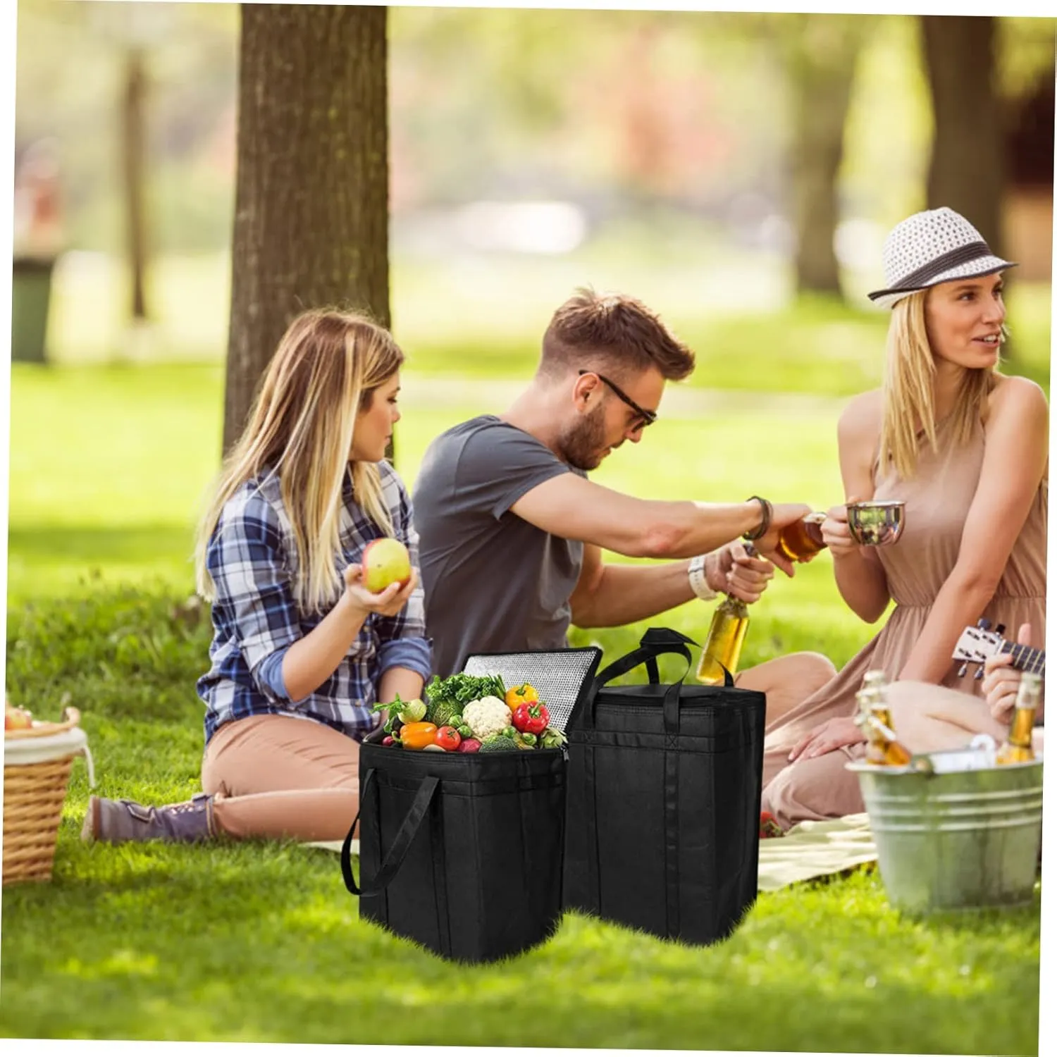 Lunch Bag Insulated Aluminum Oxford Cloth Car Lunch Bag Tote for Travel