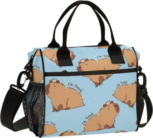 Lunch Tote Bags for Men lunch Box Lunch Cooler Bag Large Work Capybara I'm So Tired Leakproof Office Picnic Travel Lunch Bag M