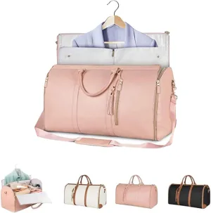 Luschy Travel Bags For Women, Large Capacity 50L Hanging Clothes Travel Duffel Bag, Foldable, Pink