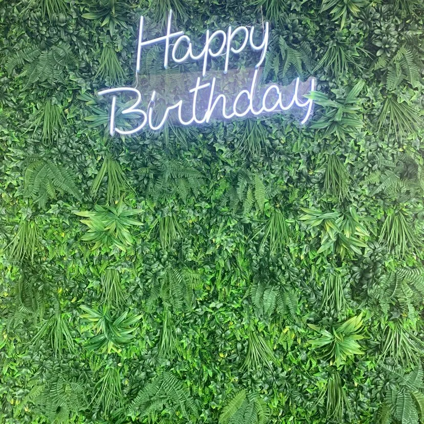 Lush Greenery Flower Wall (2m wide) & Neon Sign Options