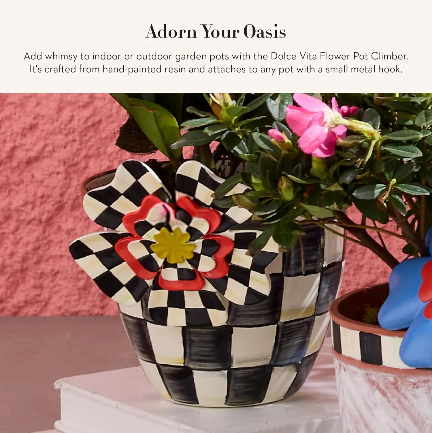 MACKENZIE-CHILDS Pot Climber, Decorative Flowerpot Hanger, Indoor and Outdoor Planter Hanging Decor, Dolce Vita Flower