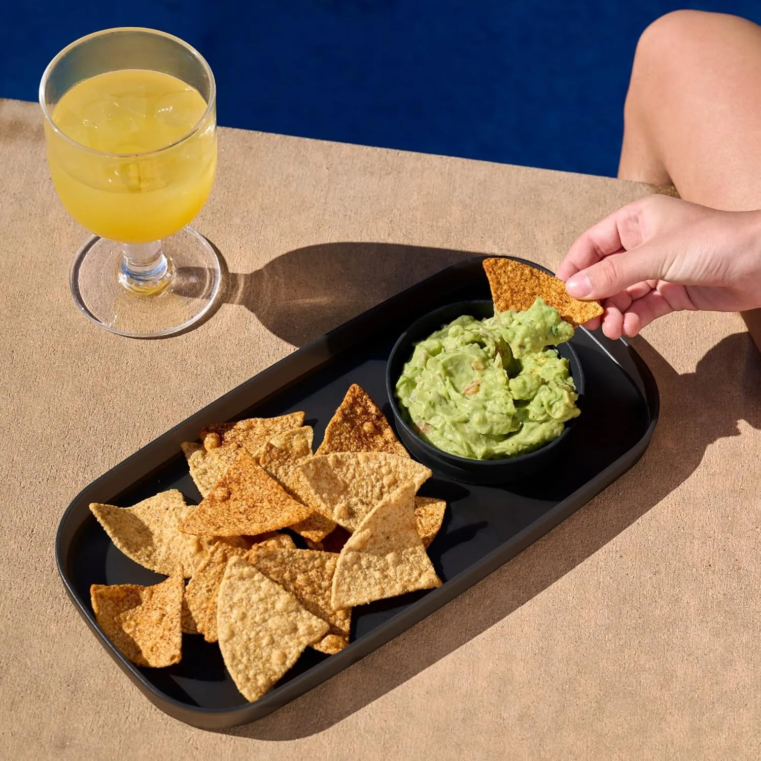 Madesmart Dipware Small Reusable Serving Tray for Appetizers and Snacks, Food-Safe Small Appetizer Serving Platter with Removable Dip Bowl, Olive