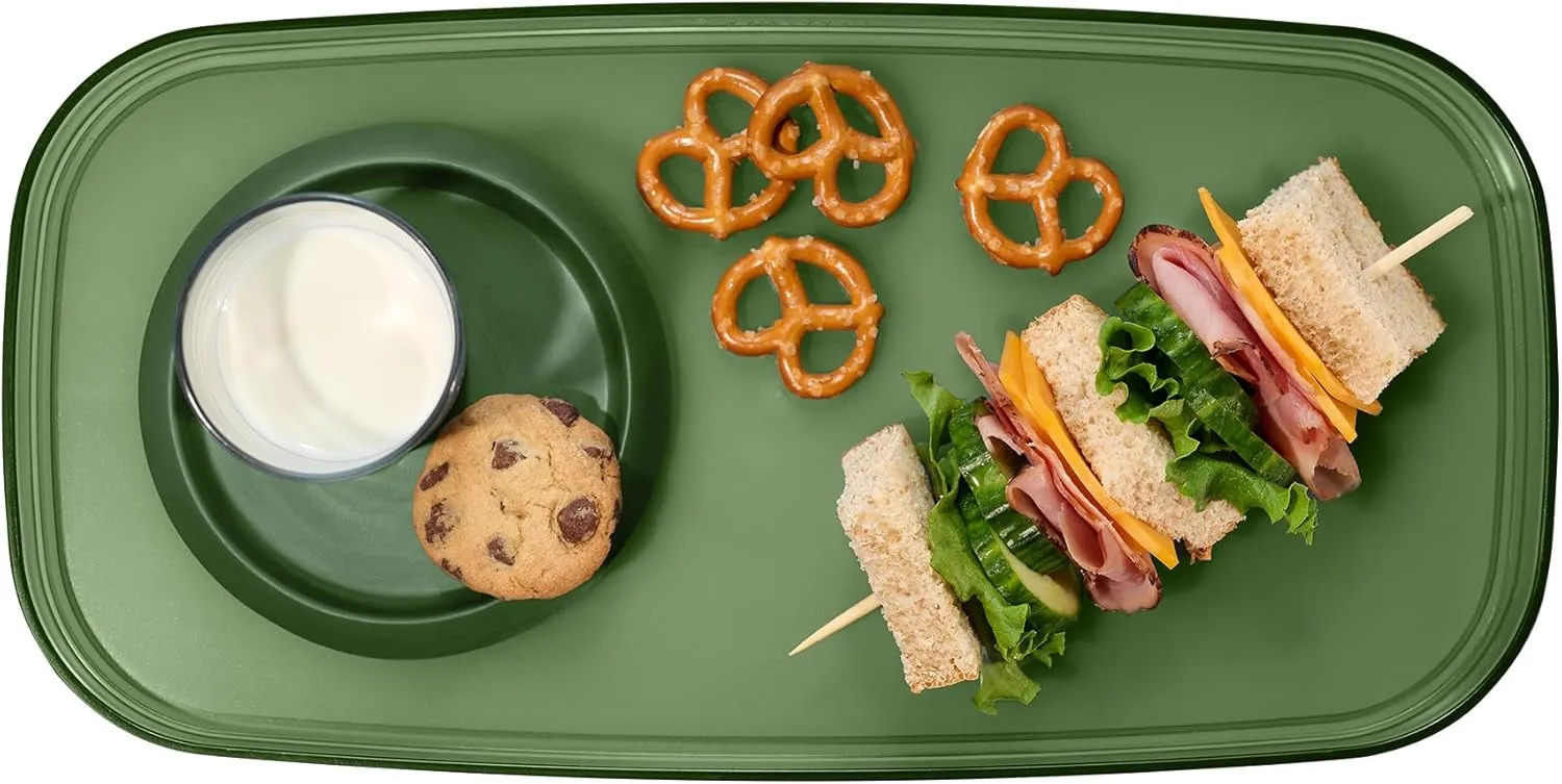 Madesmart Dipware Small Reusable Serving Tray for Appetizers and Snacks, Food-Safe Small Appetizer Serving Platter with Removable Dip Bowl, Olive