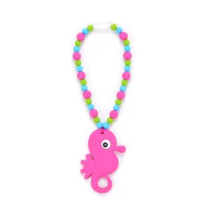 Magenta Seahorse Baby Carrier Teether Toy