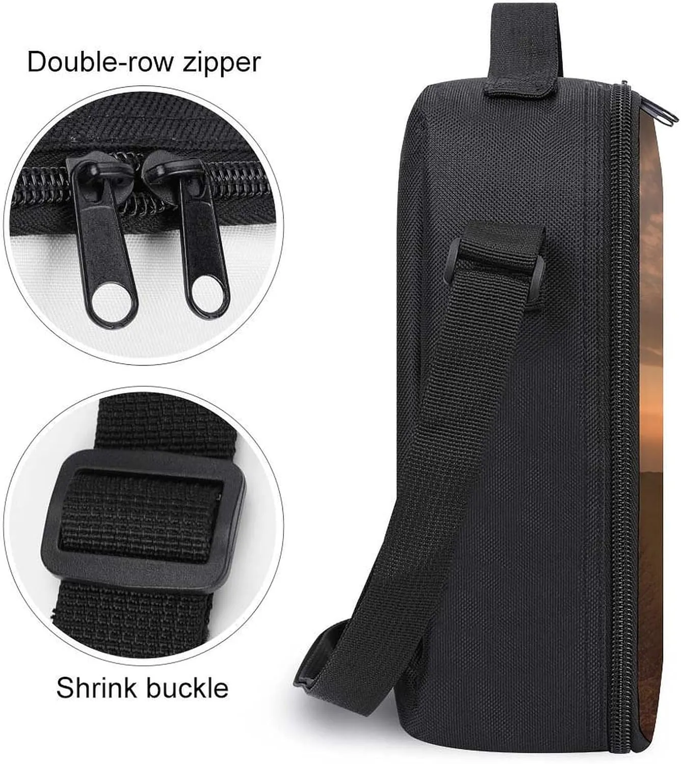 Man Raises His Arms Lunch Bag for Women Men Lunch Box with Front Pocket Insulated Lunch Tote Bag for Office Work