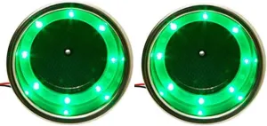 Manifish-Made 2 Pieces Stainless Steel Green LED Cup Holder for Drinks with Drain for Boat, Rv Camper