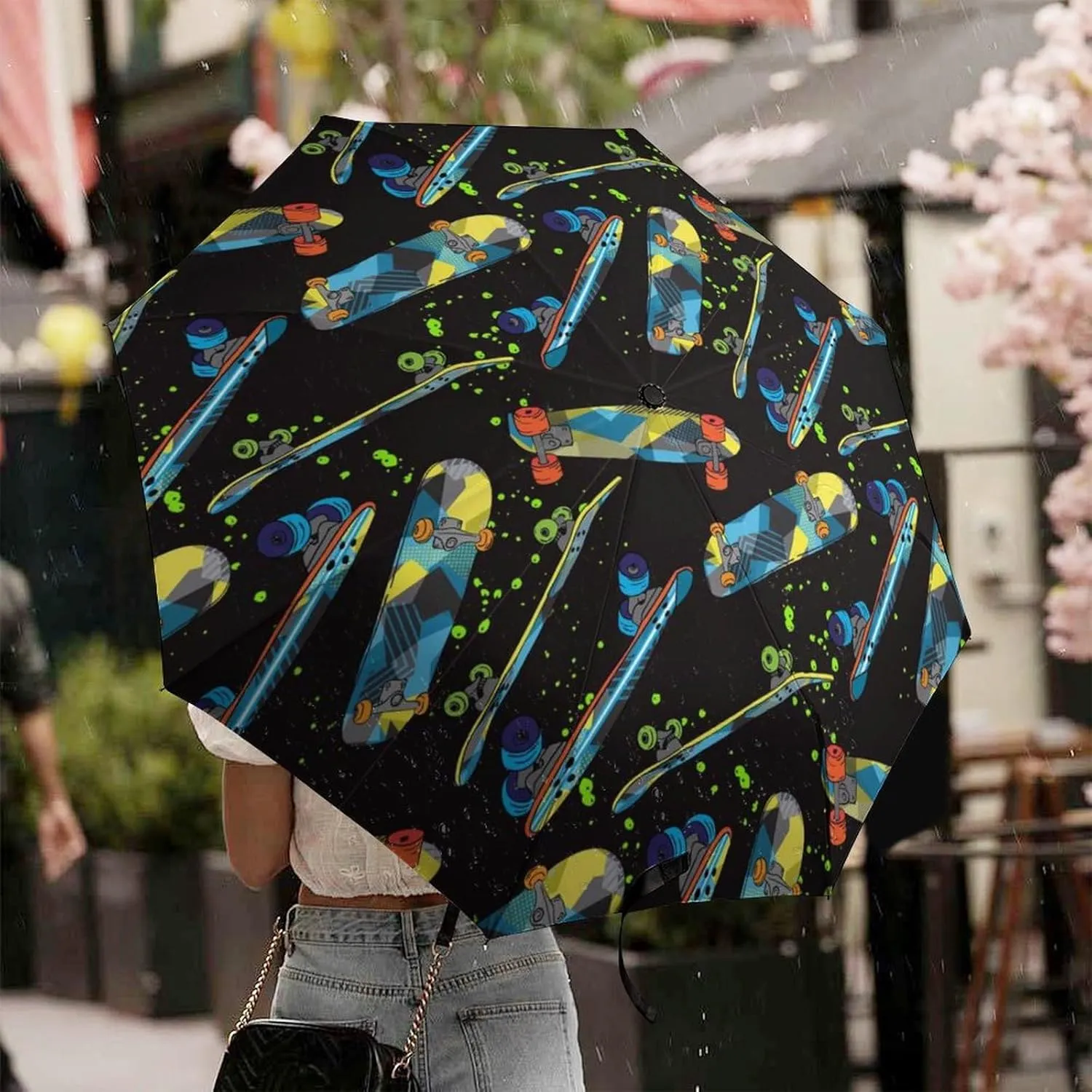 Manual Open/Close Folding Umbrella, UV Sun Parasol UV Protection, Strong Travel Rain Umbrella