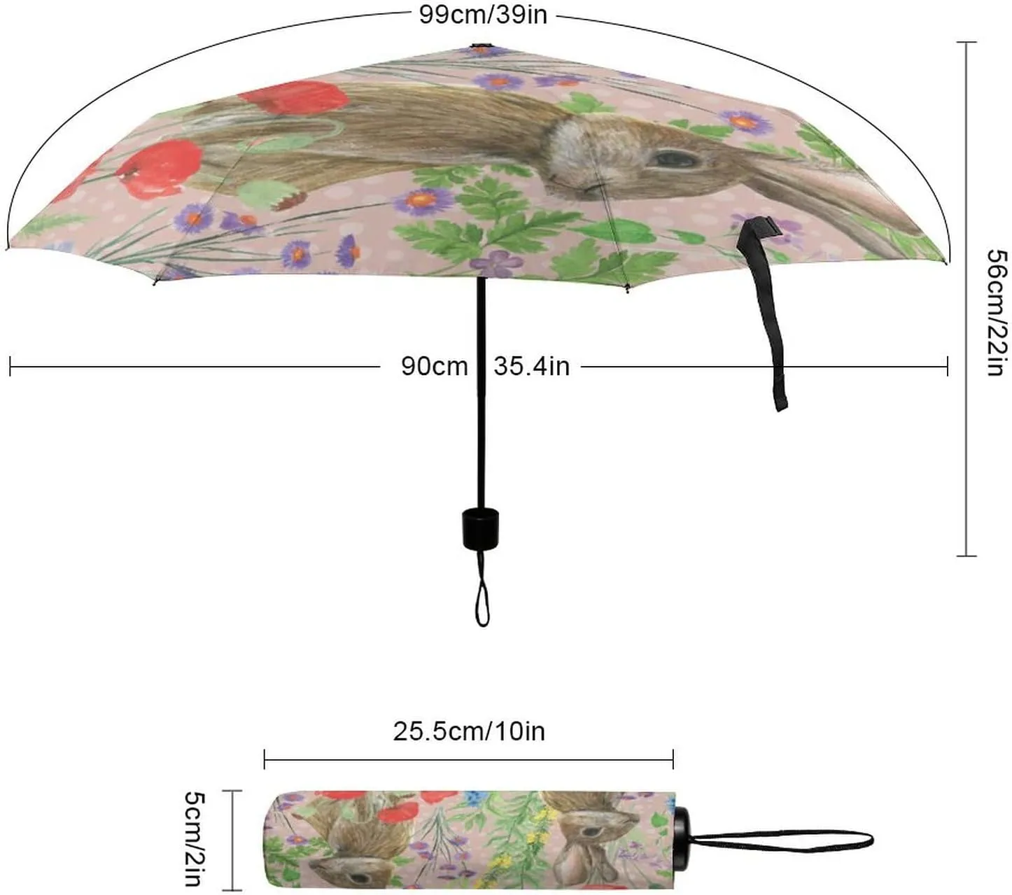 Manual Open/Close Folding Umbrella, UV Sun Parasol UV Protection, Strong Travel Rain Umbrella