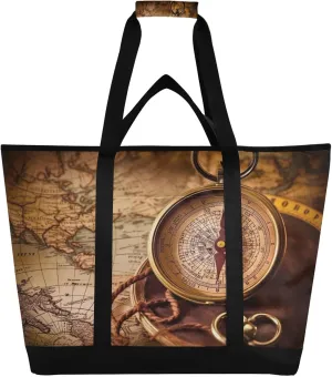 Map Rope Reusable Insulated Lunchbox Cooler Bag, Leakproof Kitchen Grocery Bag Collapsible Portable Cooler Tote Bag for Picnic, Camping, Office, Travel