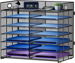Marbrasse Desktop Literature Organizer, Mesh Paper Organizer, Desk Organizers, File Sorter Mail Center Paper Storage Cabinet Classroom Keepers Mailbox for Office Home School, Black
