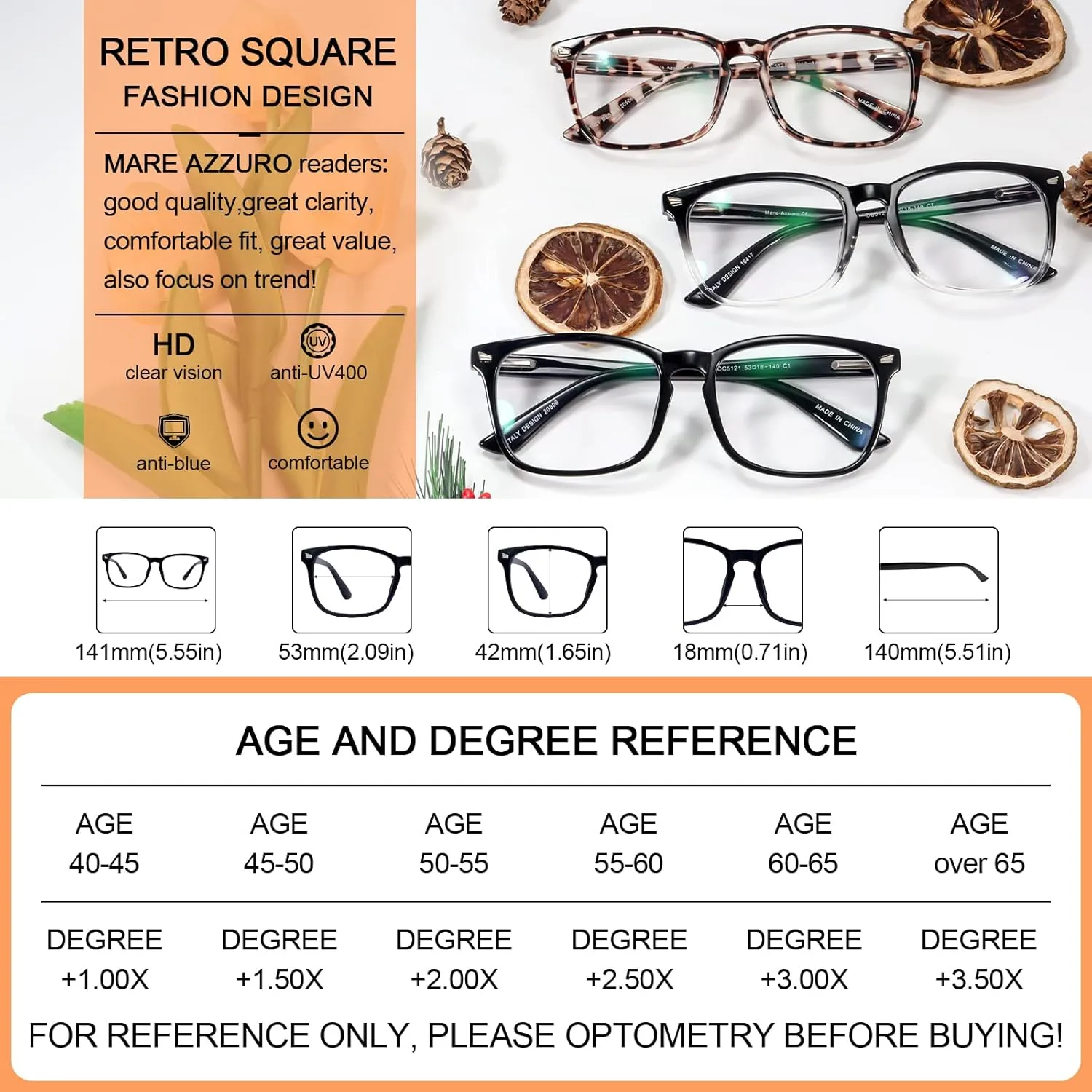 MARE AZZURO Photochromic Bifocal Reading Glasses Women Blue Light Outdoor Readers 1.0 1.25 1.5 1.75 2.0 2.25 2.5 2.75 3.0 3.5