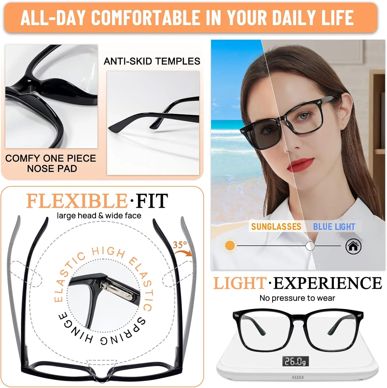 MARE AZZURO Photochromic Bifocal Reading Glasses Women Blue Light Outdoor Readers 1.0 1.25 1.5 1.75 2.0 2.25 2.5 2.75 3.0 3.5