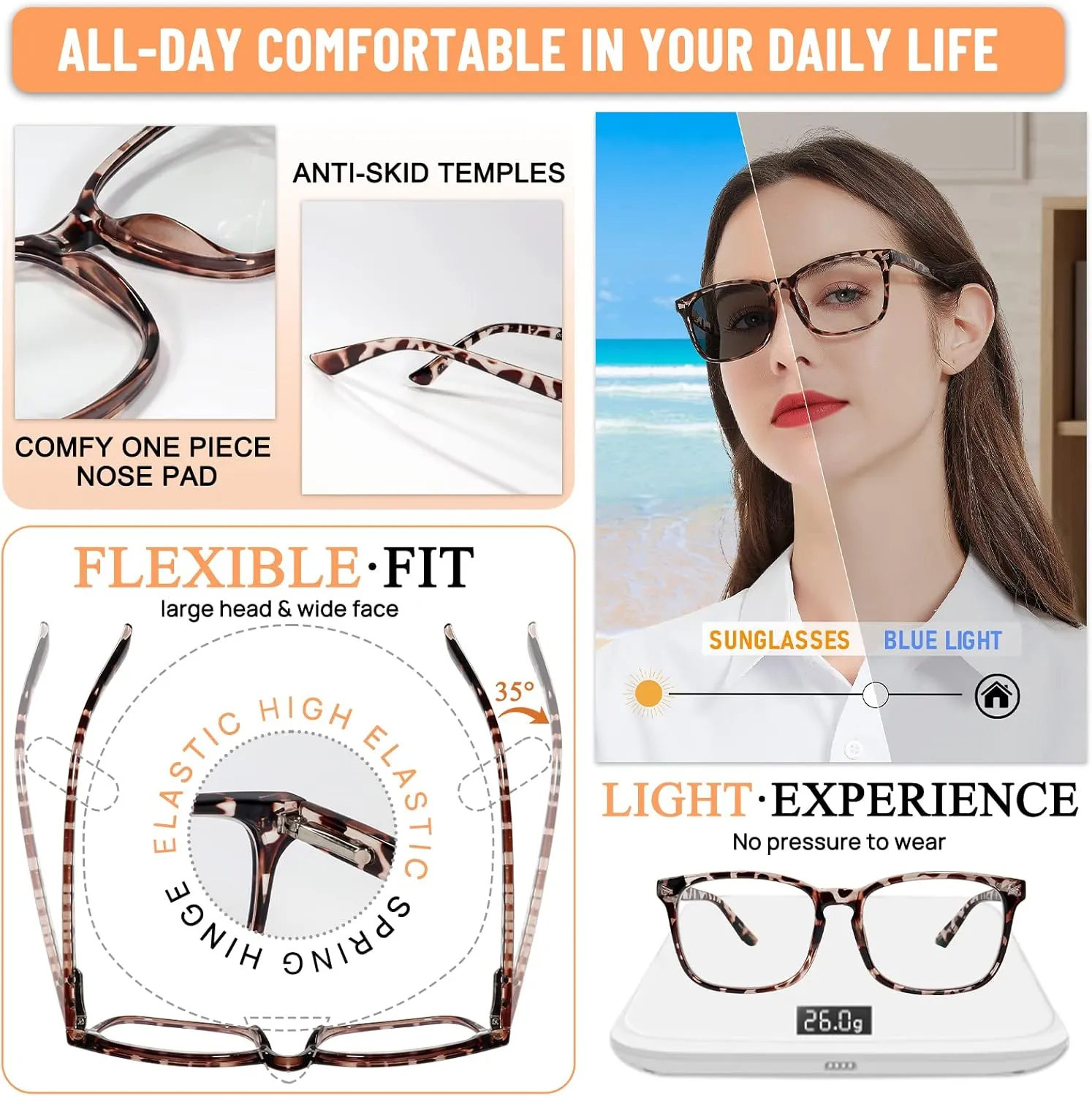 MARE AZZURO Photochromic Bifocal Reading Glasses Women Blue Light Outdoor Readers 1.0 1.25 1.5 1.75 2.0 2.25 2.5 2.75 3.0 3.5