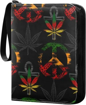 Marijuana Weed Leaves Card Binder for Trading Cards, 4 Pocket with 50 Sleeves up to 400 Cards, Double Sided Pockets Card Holder Carry Case for Baseball Card, Football Card, Gaming Cards