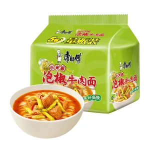 Master Kong Pickled Chili Beef Instant Noodles - 104g x 5 Packs