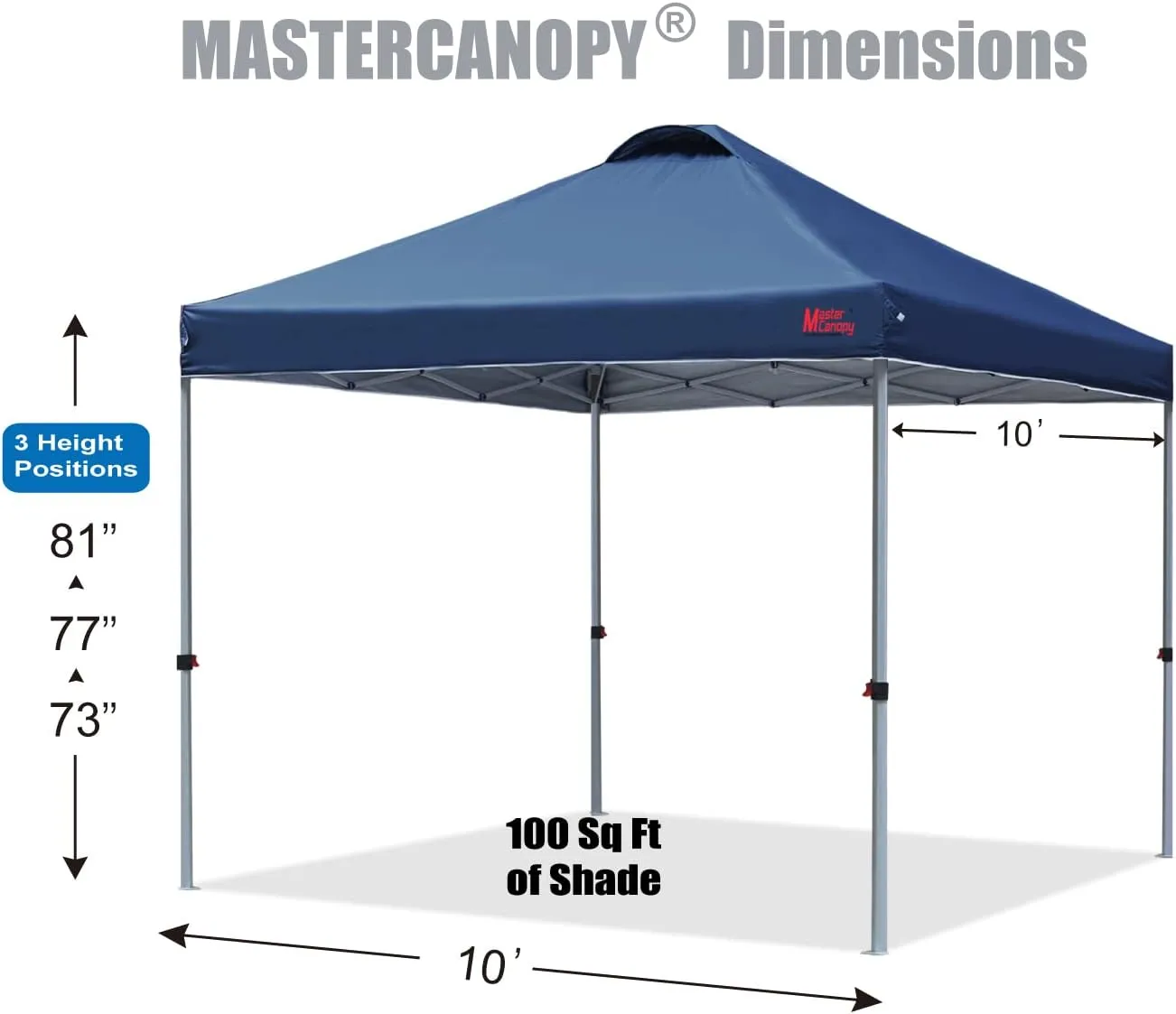 MASTERCANOPY Durable Pop-up Canopy Tent with Roller Bag (10x10, Navy Blue)